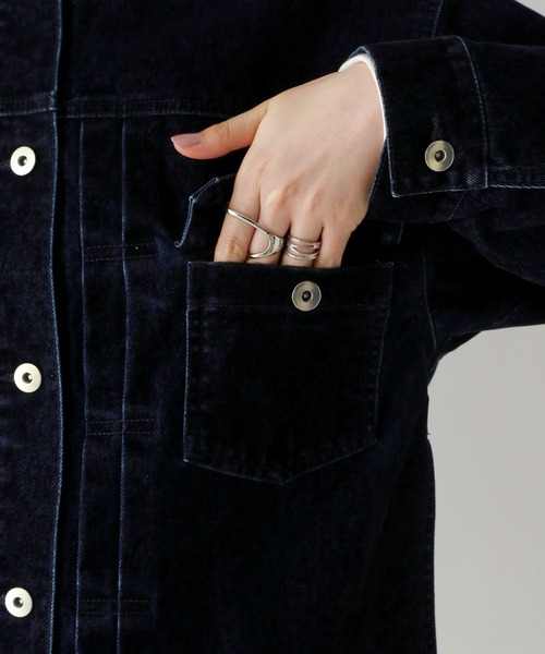 RAGEBLUE(レイジブルー)の「フロッキーデニムBIGブルゾン/セットアップ対応(デニムジャケット・レディース・ネイビー/ブラウン・FREE)」の16枚目の写真