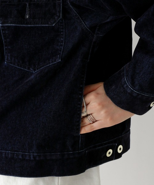 RAGEBLUE(レイジブルー)の「フロッキーデニムBIGブルゾン/セットアップ対応(デニムジャケット・レディース・ネイビー/ブラウン・FREE)」の17枚目の写真