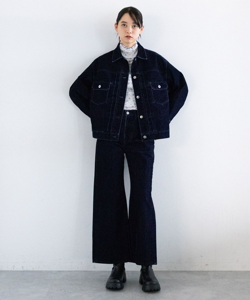 RAGEBLUE(レイジブルー)の「フロッキーデニムBIGブルゾン/セットアップ対応(デニムジャケット・レディース・ネイビー/ブラウン・FREE)」の21枚目の写真