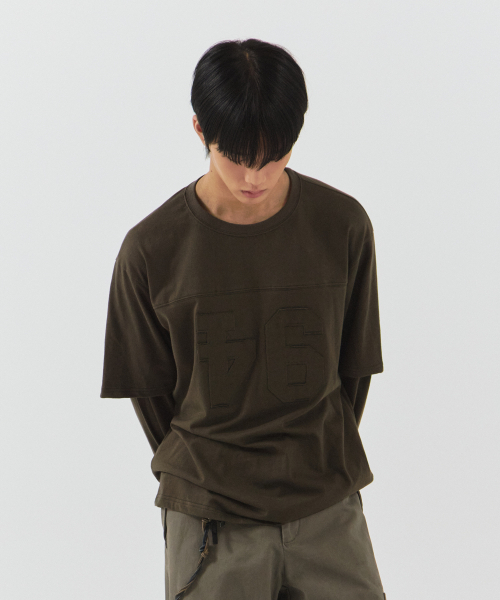 PARAKEET(パラキート)の「レイヤードフットボールロングスリーブ(カーキ)(Tシャツ/カットソー・レディース・カーキ・MEDIUM/LARGE)」の4枚目の写真