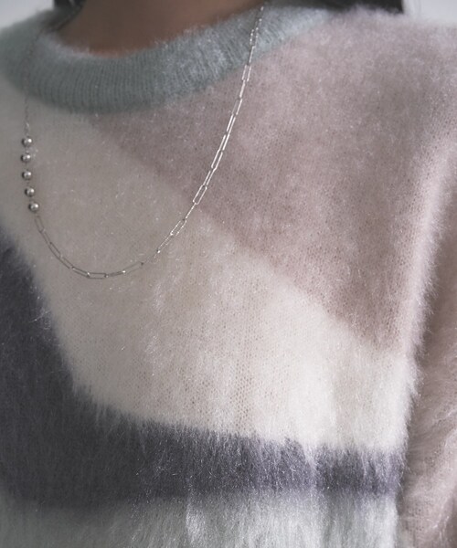 GALLEST（ギャレスト）の「インターシャシャギーニット（ニット/セーター・レディース・ライトグリーン/オフホワイト・38）」の13枚目の写真