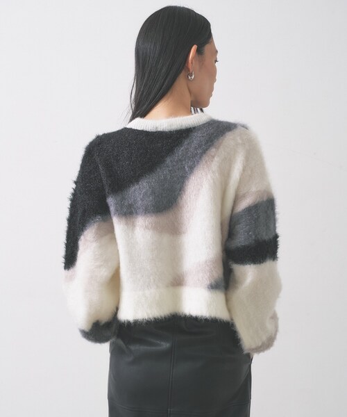 GALLEST（ギャレスト）の「インターシャシャギーニット（ニット/セーター・レディース・ライトグリーン/オフホワイト・38）」の7枚目の写真