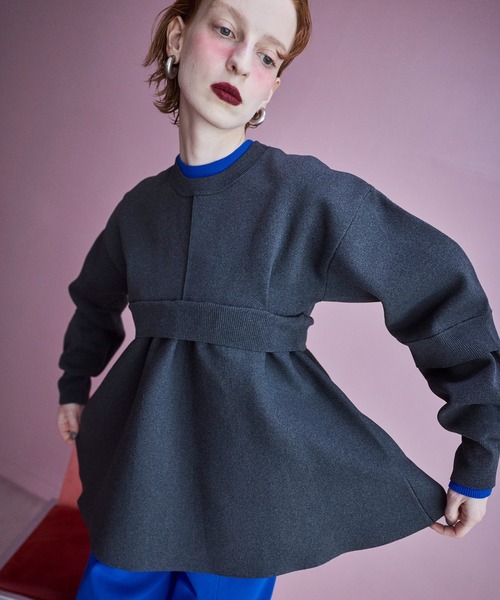 LAYERED FLARE KNIT TOP（ニット/セーター）｜OMMO（オーエムエムオー
