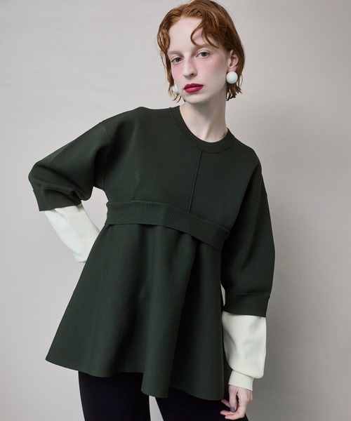 LAYERED FLARE KNIT TOP（ニット/セーター）｜OMMO（オーエムエムオー