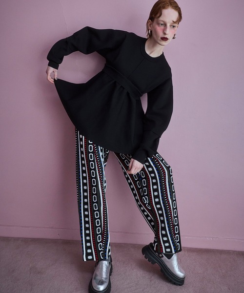 LAYERED FLARE KNIT TOP（ニット/セーター）｜OMMO（オーエムエムオー