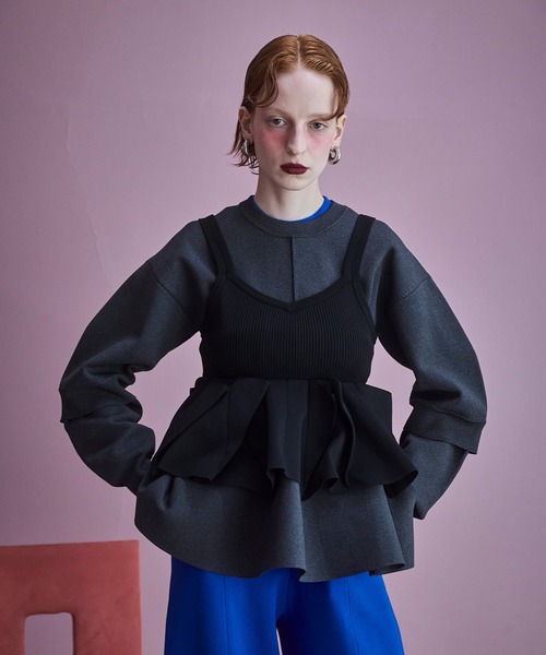 LAYERED FLARE KNIT TOP（ニット/セーター）｜OMMO（オーエムエムオー