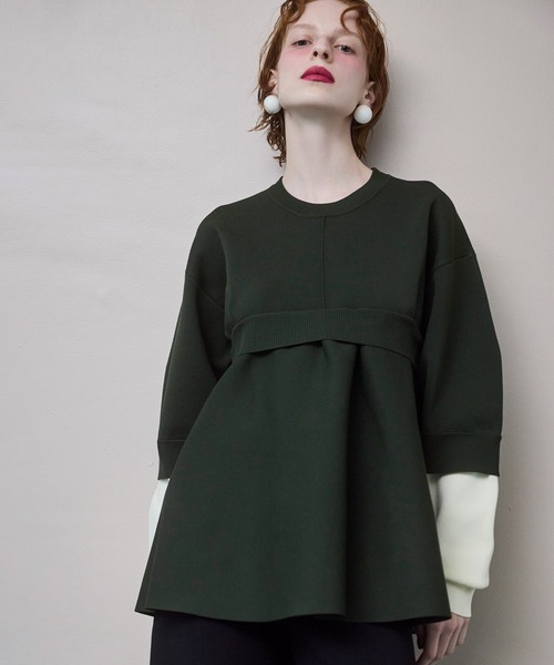 LAYERED FLARE KNIT TOP（ニット/セーター）｜OMMO（オーエムエムオー