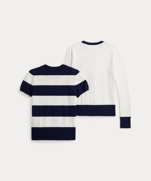 ストライプド コットン セーター & カーディガン セット（その他