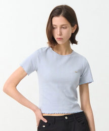 スモールロゴパンチングショートスリーブTシャツ_ブルー