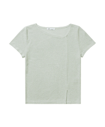 HYEYEONG KIM（ヘヨン キム）の「ブークルアシンメトリーネックショートスリーブブラウス-ミント（Tシャツ/カットソー）」