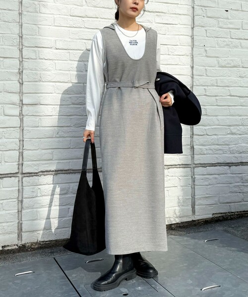 fredy emue（フレディエミュ）の「フーディージャンスカ（ワンピース・レディース・チャコールグレー/グレー・36/38）」の11枚目の写真