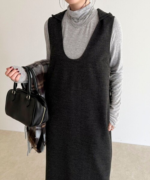 fredy emue（フレディエミュ）の「フーディージャンスカ（ワンピース・レディース・チャコールグレー/グレー・36/38）」の20枚目の写真