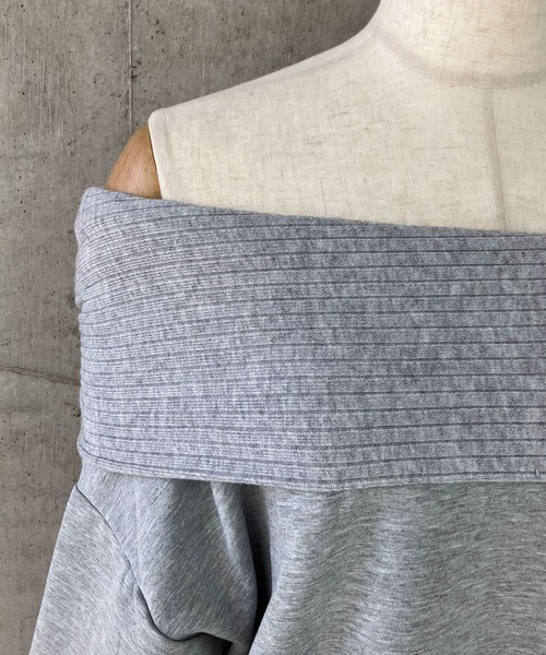 meJane（ミージェーン）の「オフショル切替デザイン スウェットパーカートップス（Tシャツ/カットソー・レディース・グレー・FREE）」の8枚目の写真