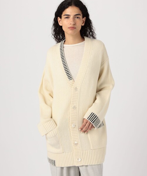 パーシャルストライプ Vネックカーディガン（カーディガン/ボレロ