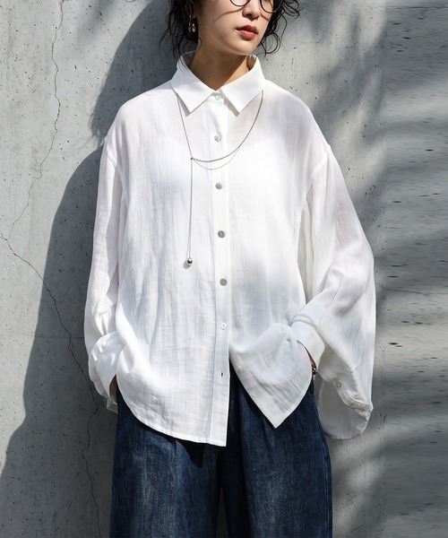 antiqua(アンティカ)の「ボリューム袖 シャツ(シャツ/ブラウス・レディース・ホワイト/ブラック・ONESIZE)」の9枚目の写真
