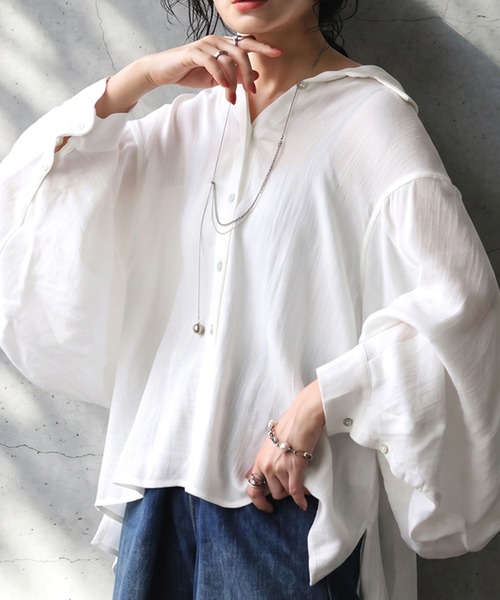 antiqua(アンティカ)の「ボリューム袖 シャツ(シャツ/ブラウス・レディース・ホワイト/ブラック・ONESIZE)」の8枚目の写真