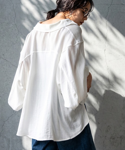 antiqua(アンティカ)の「ボリューム袖 シャツ(シャツ/ブラウス・レディース・ホワイト/ブラック・ONESIZE)」の7枚目の写真
