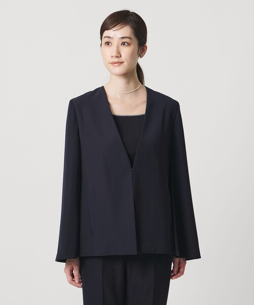 UNITED ARROWS（ユナイテッドアローズ）の「ケープ ノーカラージャケット（ノーカラージャケット・レディース・ネイビー/ブラック・36/38）」の7枚目の写真