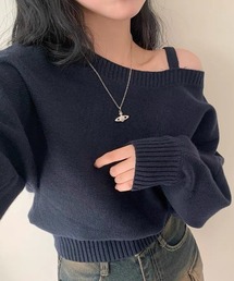 予約商品】ニット/セーター（ブルー・ネイビー/青色系・オフショルダー