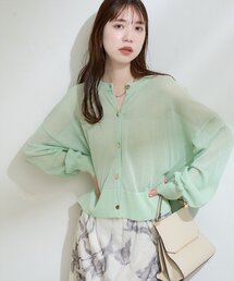 natural couture | 【sherbet line】接触冷感金釦シアーカーデ(カーディガン/ボレロ)