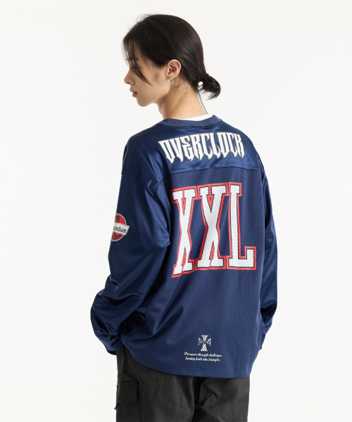 オーバークロック2XLラグビーシャツロングスリーブネイビー 【公式通販】