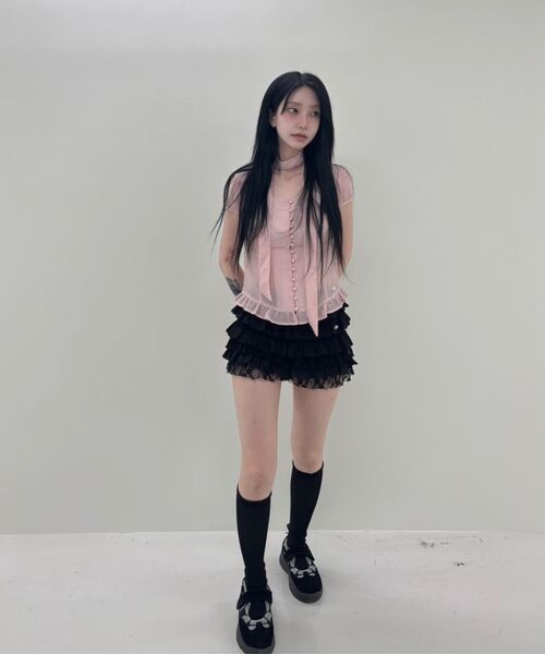ILLIGO(イリゴ)の「リボンタイスクエアネックブラウスピンク(シャツ/ブラウス・レディース・その他・S/M)」の7枚目の写真