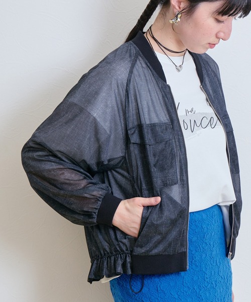 LHELBIE(レルビエ)の「シアーデニムブルゾン(ブルゾン・レディース・インディゴブルー/ライトブルー/ブラック・M)」の2枚目の写真