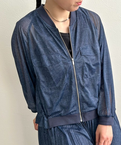 LHELBIE(レルビエ)の「シアーデニムブルゾン(ブルゾン・レディース・インディゴブルー/ライトブルー/ブラック・M)」の8枚目の写真