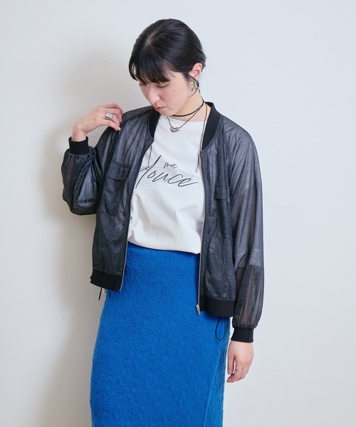 LHELBIE(レルビエ)の「シアーデニムブルゾン(ブルゾン・レディース・インディゴブルー/ライトブルー/ブラック・M)」の7枚目の写真