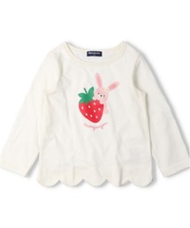 Moujonjon | いちごプリント裾スカラップ長袖Tシャツ(Tシャツ/カットソー)