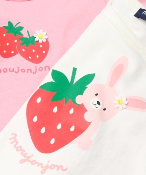 Moujonjon(ムージョンジョン)の「いちごプリント裾スカラップ長袖Tシャツ(Tシャツ/カットソー・キッズ・ホワイト/ピンク・80/90/100/110/120/130)」の6枚目の写真