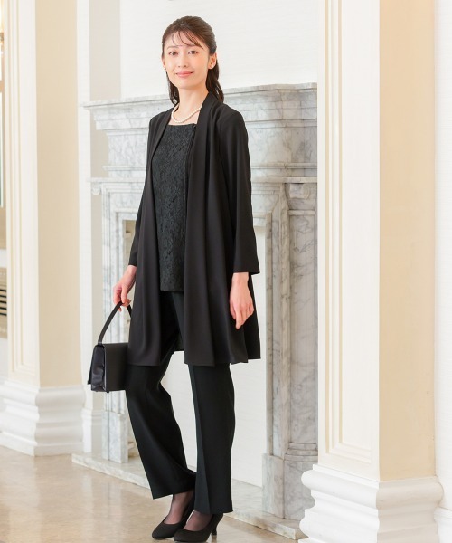 HANAE MORI ツーピース　ブラウススーツ セール】【喪服・礼服】袱紗も入るポケット仕様 洗える防しわパール調