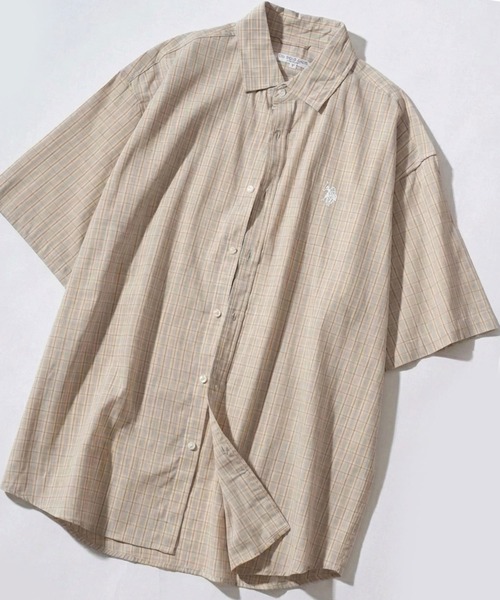 U.S. POLO ASSN. Oversize Wangpoint刺繡 Broadシャツ/無地/Checked regular-fit 半袖 футболка мужская
