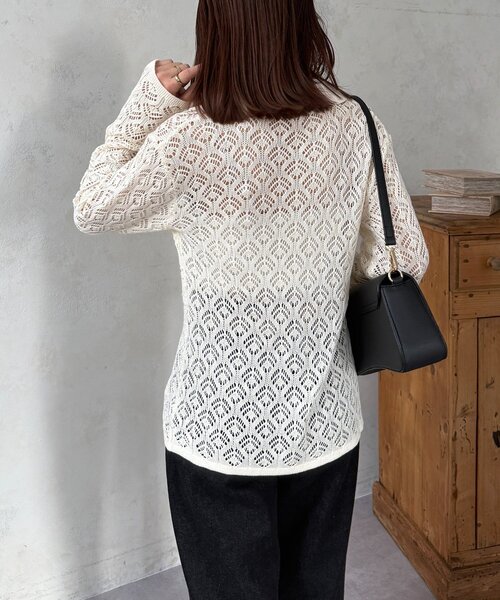 Thevon(ゼボン)の「透かし編み襟付きカーディガン(カーディガン/ボレロ・レディース・アイボリー/ブラック/ブルー・FREE)」の18枚目の写真