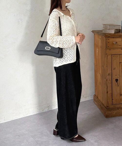 Thevon(ゼボン)の「透かし編み襟付きカーディガン(カーディガン/ボレロ・レディース・アイボリー/ブラック/ブルー・FREE)」の21枚目の写真