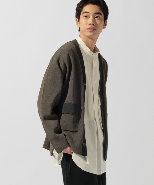 niko and...（ニコアンド）の「バイカラーVネックカーディガン（ニット/セーター・メンズ・カーキ/チャコール・MEDIUM/LARGE）」の8枚目の写真