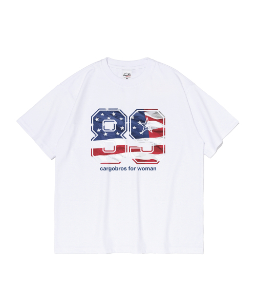 CARGOBROS FOR WOMAN(カーゴブロスフォーウィメン)の「アメリカンフラッグ 半袖Tシャツ (ホワイト)(Tシャツ/カットソー・レディース・その他・2XL/X-LARGE/LARGE/MEDIUM/SMALL)」の2枚目の写真