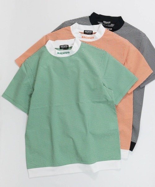 archivio(アルチビオ)の「<MENS>サッカーギンガム冷感プルオーバー(Tシャツ/カットソー・メンズ・ブラック/オレンジ/グリーン・LL/L/M)」の3枚目の写真