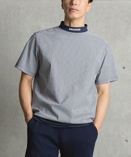 archivio(アルチビオ)の「<MENS>サッカーギンガム冷感プルオーバー(Tシャツ/カットソー・メンズ・ブラック/オレンジ/グリーン・LL/L/M)」の2枚目の写真