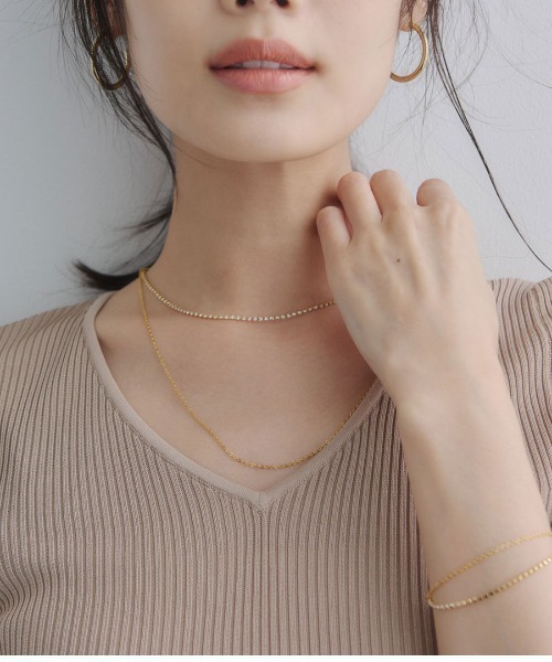 anuans（アニュアンス）の「2way ダイヤレーンネックレス（ネックレス・レディース・ゴールド/シルバー・F）」の2枚目の写真