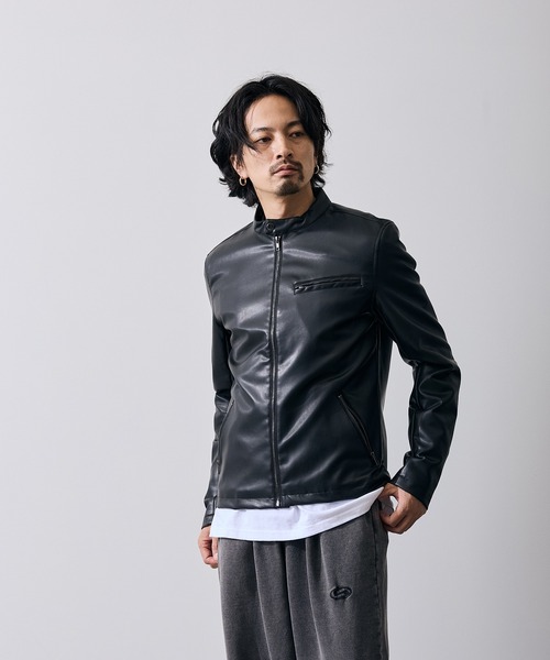 improves(インプローブス)の「PU シングル ライダースジャケット(ライダースジャケット・メンズ・ブラック・SMALL/MEDIUM/LARGE/X-LARGE)」の1枚目の写真