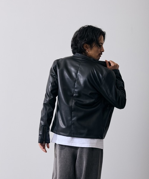 improves(インプローブス)の「PU シングル ライダースジャケット(ライダースジャケット・メンズ・ブラック・SMALL/MEDIUM/LARGE/X-LARGE)」の16枚目の写真