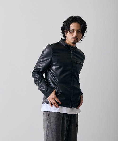 improves(インプローブス)の「PU シングル ライダースジャケット(ライダースジャケット・メンズ・ブラック・SMALL/MEDIUM/LARGE/X-LARGE)」の2枚目の写真