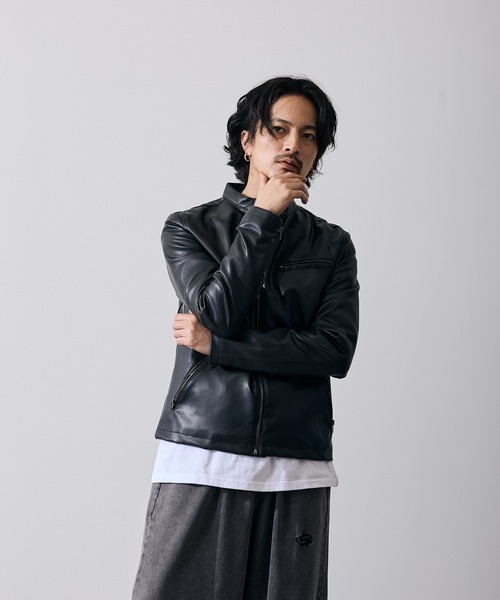 improves(インプローブス)の「PU シングル ライダースジャケット(ライダースジャケット・メンズ・ブラック・SMALL/MEDIUM/LARGE/X-LARGE)」の5枚目の写真