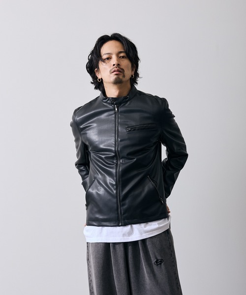 improves(インプローブス)の「PU シングル ライダースジャケット(ライダースジャケット・メンズ・ブラック・SMALL/MEDIUM/LARGE/X-LARGE)」の6枚目の写真
