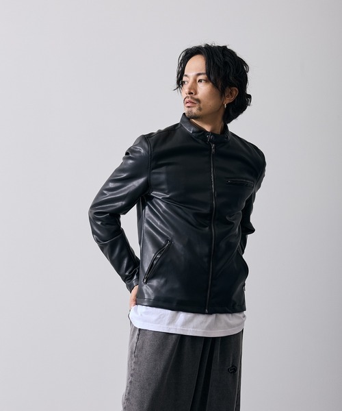 improves(インプローブス)の「PU シングル ライダースジャケット(ライダースジャケット・メンズ・ブラック・SMALL/MEDIUM/LARGE/X-LARGE)」の7枚目の写真