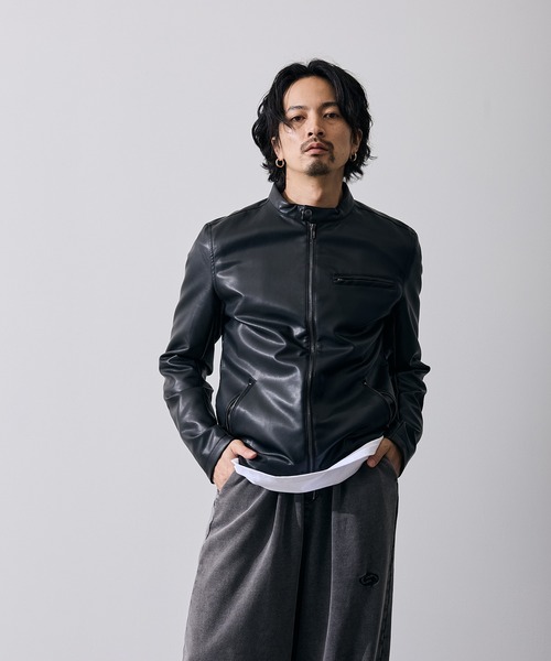 improves(インプローブス)の「PU シングル ライダースジャケット(ライダースジャケット・メンズ・ブラック・SMALL/MEDIUM/LARGE/X-LARGE)」の8枚目の写真
