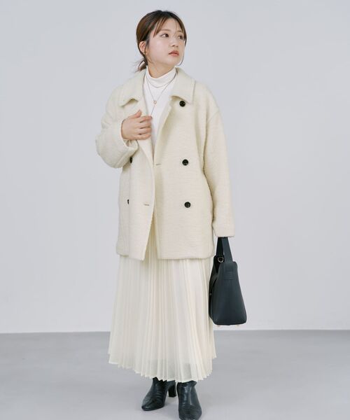 COHINA（コヒナ）の「エアリーミックスプリーツスカート 【低身長・小柄女性】（スカート・レディース・ホワイト/ブルー・REGULAR/SHORT）」の4枚目の写真