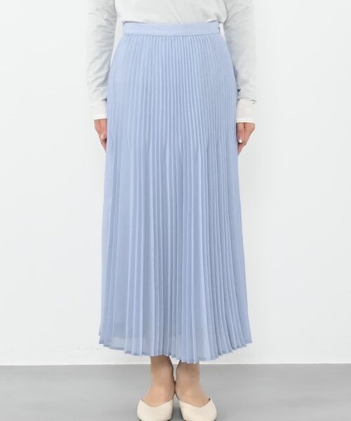 COHINA（コヒナ）の「エアリーミックスプリーツスカート 【低身長・小柄女性】（スカート・レディース・ホワイト/ブルー・REGULAR/SHORT）」の6枚目の写真