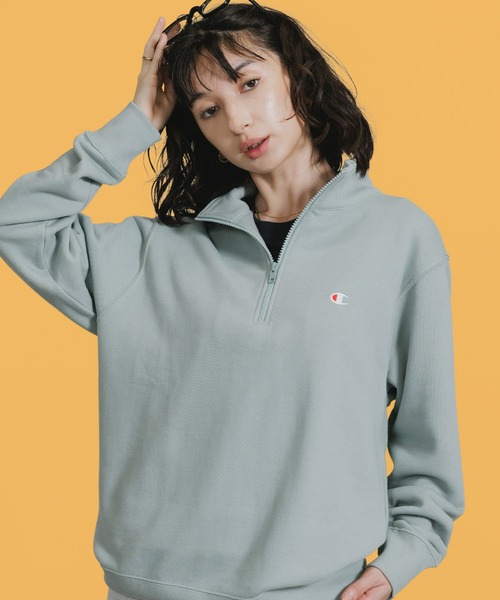 Champion(チャンピオン)の「Champion/チャンピオン HALF ZIP SWEATSHIRT ブランドロゴ USAコットン 裏毛仕様 ハーフジップスウェット トレーナー 2026秋冬 秋服(スウェット・メンズ・スカイブルー/ブラック/グレー/ダークネイビー/ライトグリーン・M/L/XL)」の4枚目の写真